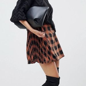 Peach color Fashion Union Pleated Mini Skirt In Check